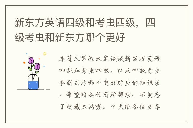 新东方英语四级和考虫四级，四级考虫和新东方哪个更好