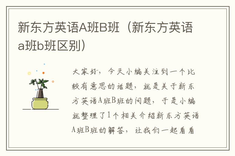 新东方英语A班B班(新东方英语a班b班区别)