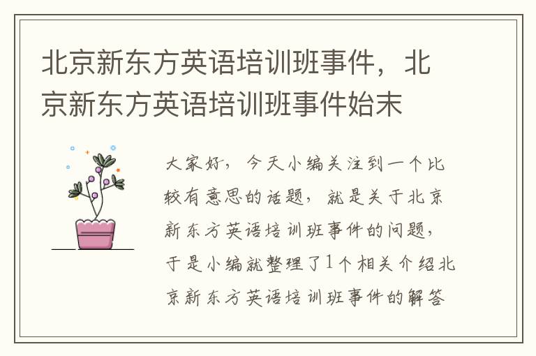 北京新东方英语培训班事件，北京新东方英语培训班事件始末