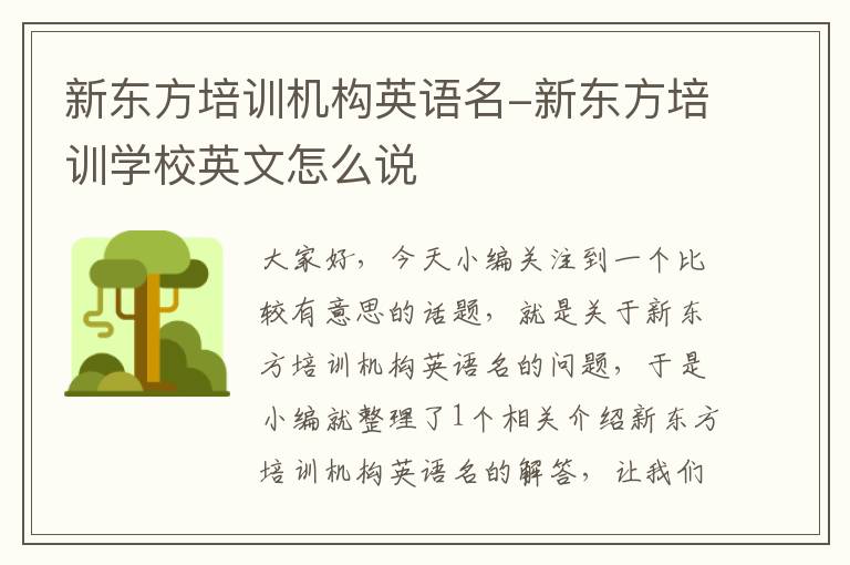 新东方培训机构英语名-新东方培训学校英文怎么说