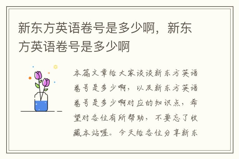 新东方英语卷号是多少啊,新东方英语卷号是多少啊