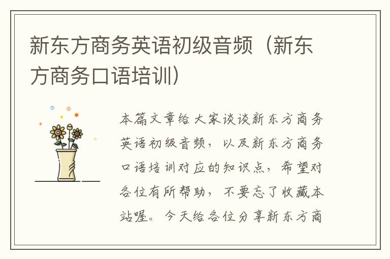 新东方商务英语初级音频（新东方商务口语培训）