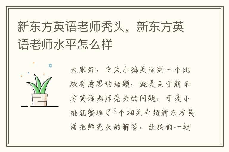 新东方英语老师秃头,新东方英语老师水平怎么样