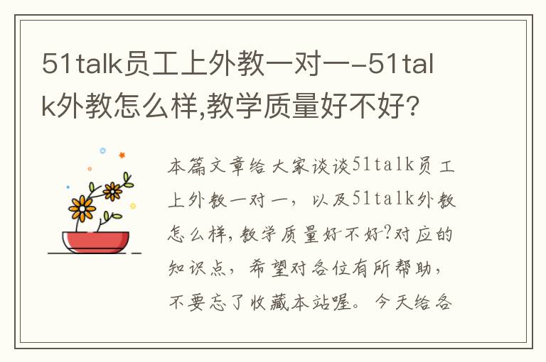 51talk员工上外教一对一-51talk外教怎么样,教学质量好不好?