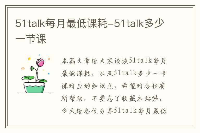 51talk每月最低课耗-51talk多少一节课