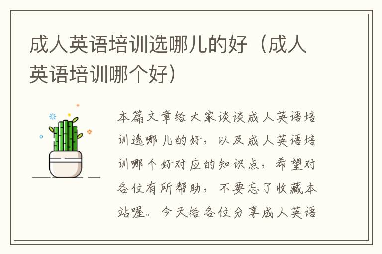 成人英语培训选哪儿的好(成人英语培训哪个好)