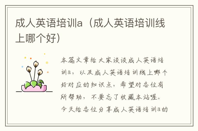 成人英语培训a(成人英语培训线上哪个好)