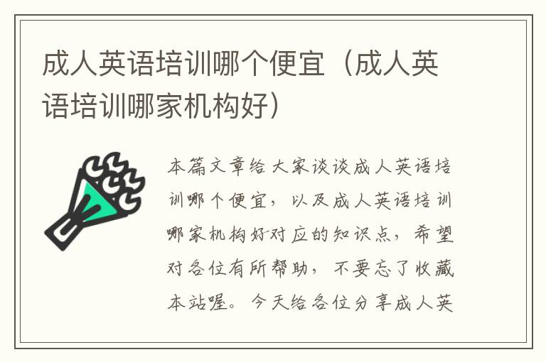 成人英语培训哪个便宜(成人英语培训哪家机构好)