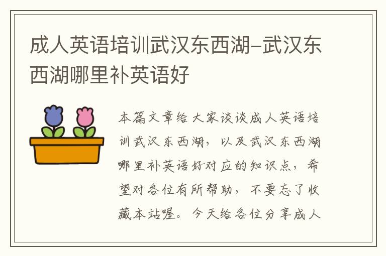 成人英语培训武汉东西湖-武汉东西湖哪里补英语好