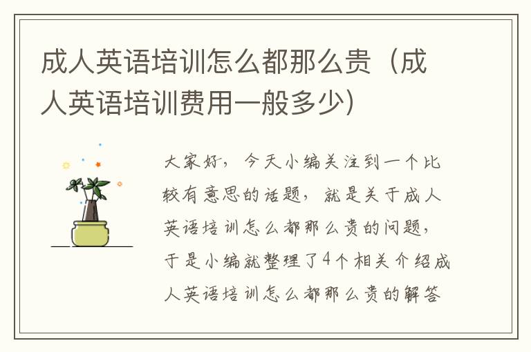 成人英语培训怎么都那么贵(成人英语培训费用一般多少)