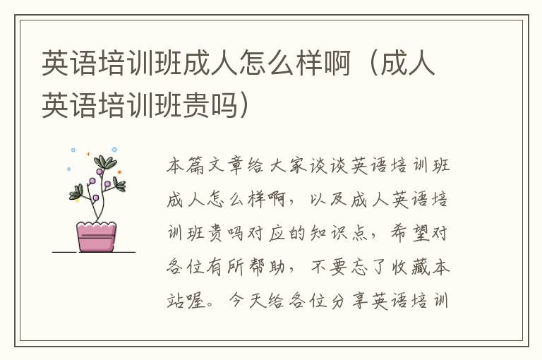 英语培训班成人怎么样啊(成人英语培训班贵吗)