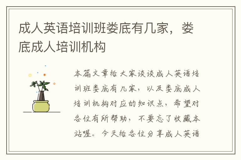 成人英语培训班娄底有几家,娄底成人培训机构