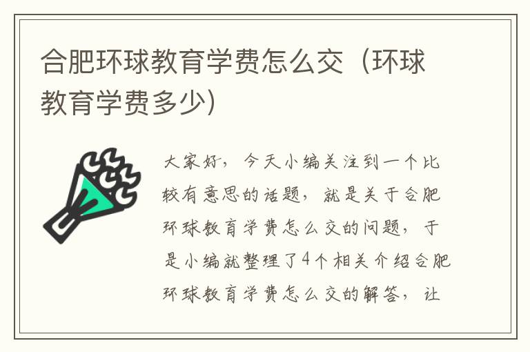 合肥环球教育学费怎么交（环球教育学费多少）