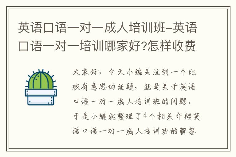 英语口语一对一成人培训班-英语口语一对一培训哪家好?怎样收费的