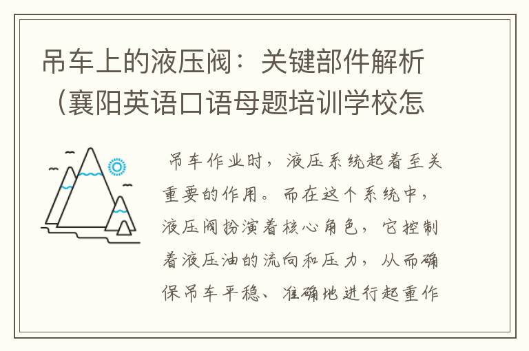 吊车上的液压阀：关键部件解析（襄阳英语口语母题培训学校怎么样）