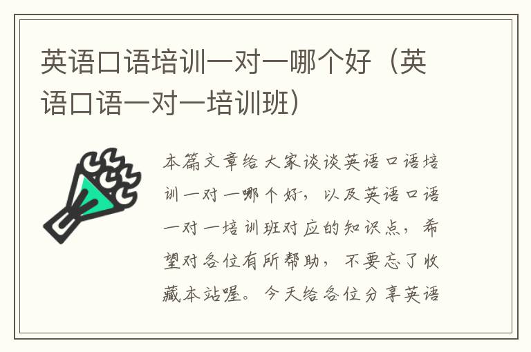 英语口语培训一对一哪个好（英语口语一对一培训班）