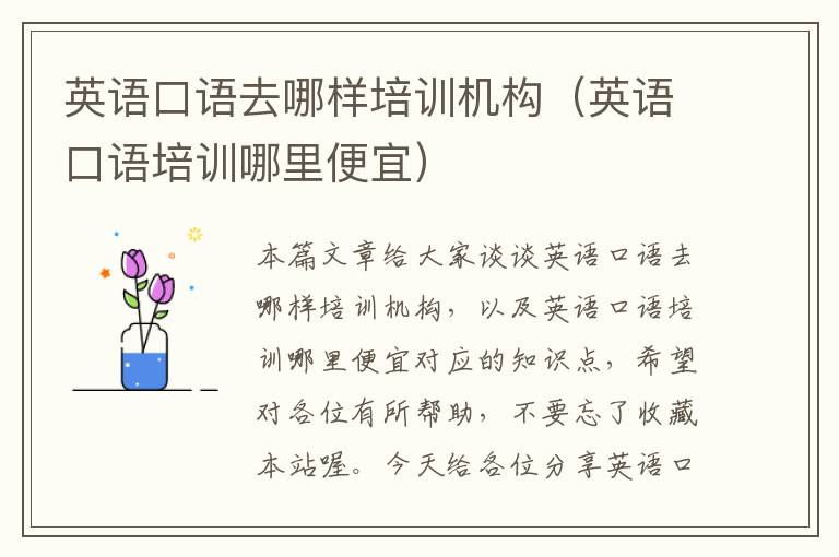 英语口语去哪样培训机构(英语口语培训哪里便宜)