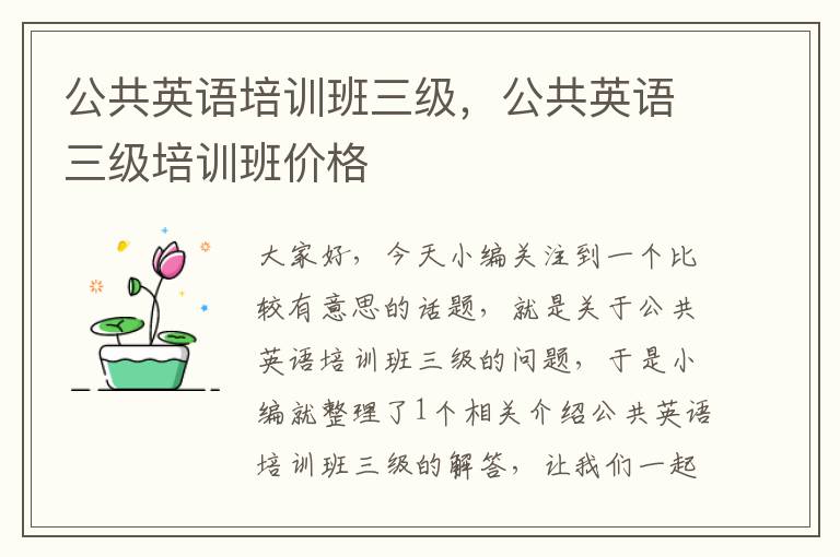 公共英语培训班三级,公共英语三级培训班价格