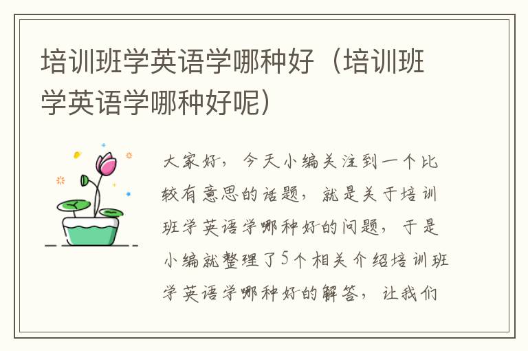 培训班学英语学哪种好（培训班学英语学哪种好呢）