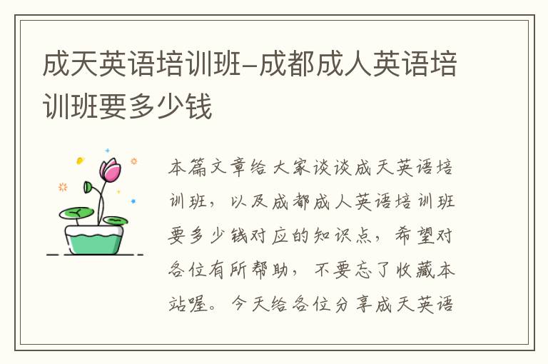 成天英语培训班-成都成人英语培训班要多少钱