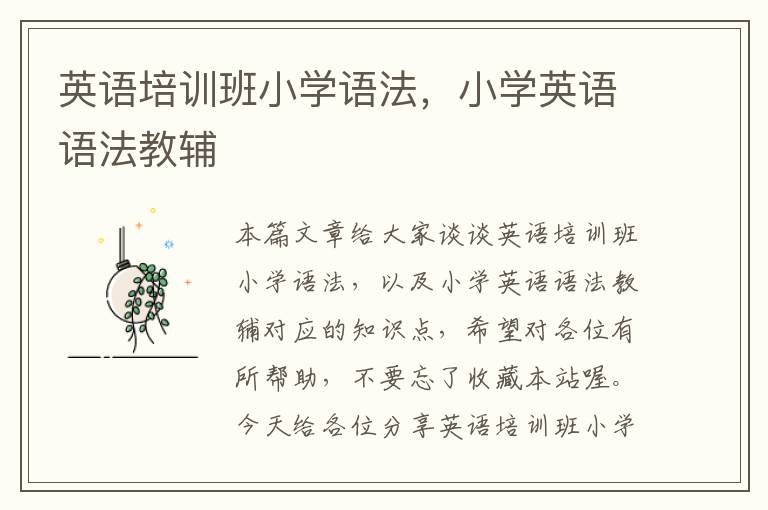英语培训班小学语法，小学英语语法教辅