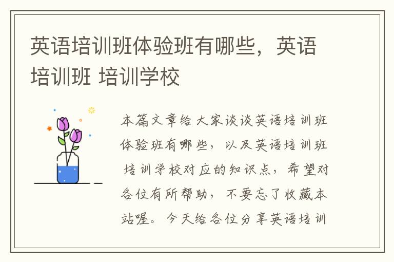 英语培训班体验班有哪些,英语培训班 培训学校