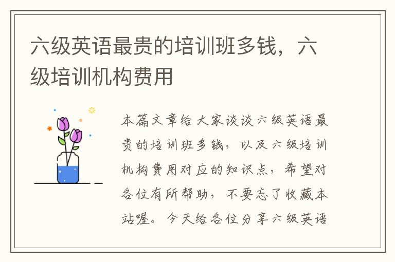 六级英语最贵的培训班多钱，六级培训机构费用