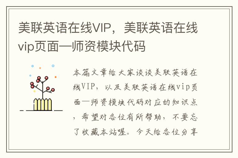 美联英语在线VIP，美联英语在线vip页面—师资模块代码