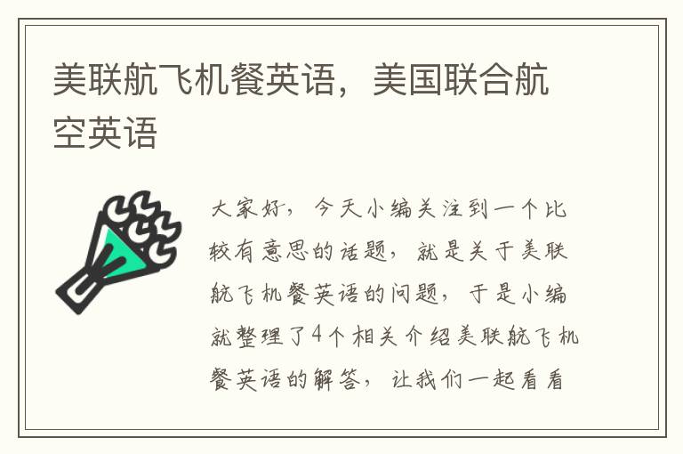 美联航飞机餐英语，美国联合航空英语