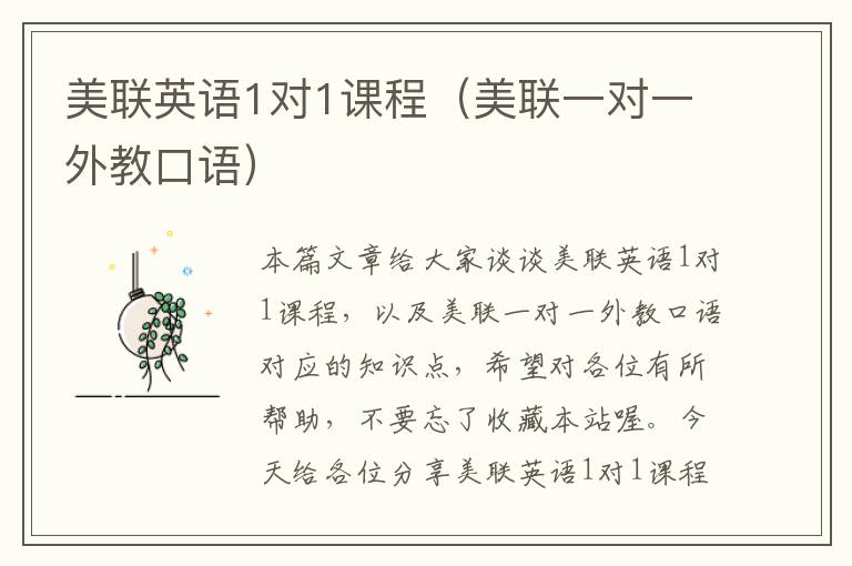 美联英语1对1课程(美联一对一外教口语)