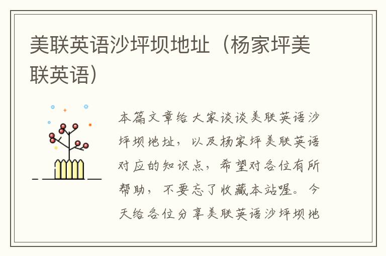 美联英语沙坪坝地址（杨家坪美联英语）