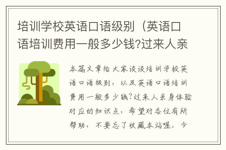 培训学校英语口语级别(英语口语培训费用一般多少钱?过来人亲身体验)
