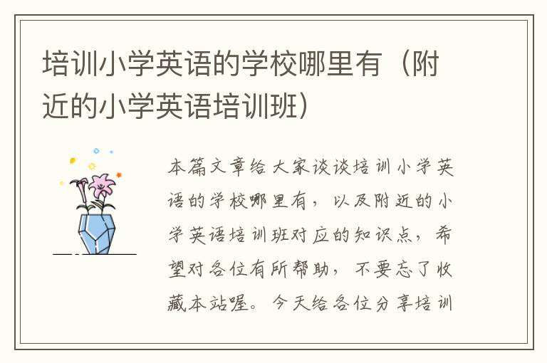培训小学英语的学校哪里有(附近的小学英语培训班)