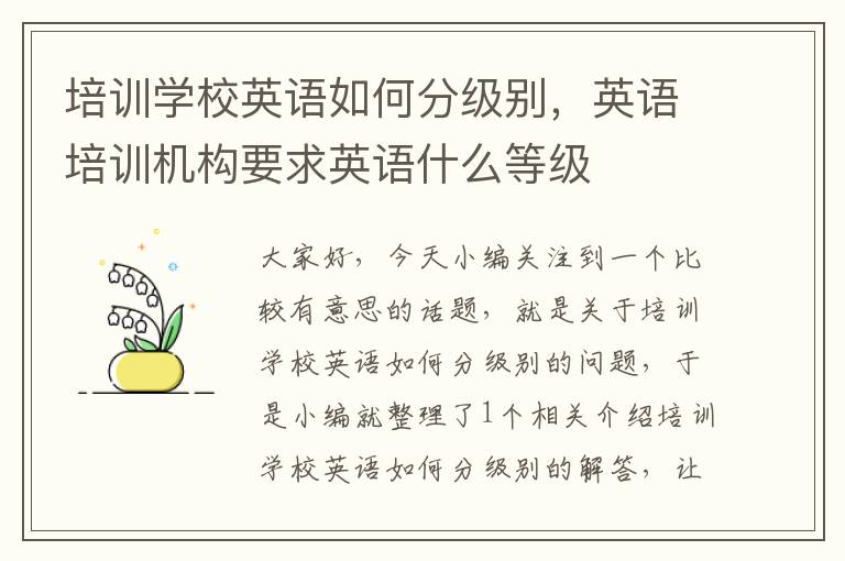 培训学校英语如何分级别,英语培训机构要求英语什么等级